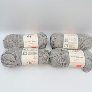 Yarn Bee Stitch 101 Acetate Yarn Stone Grey 180 Yards Lot 4 Skeins SAME DYE LOT